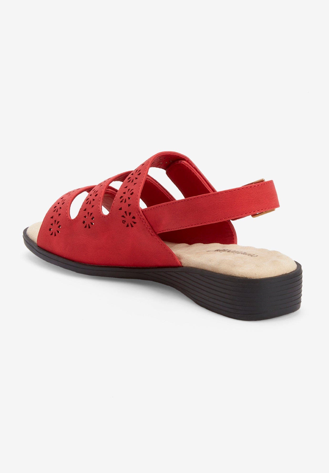 The Sutton Suede Like Adjustable Sandal, Alternate, color, HOT RED