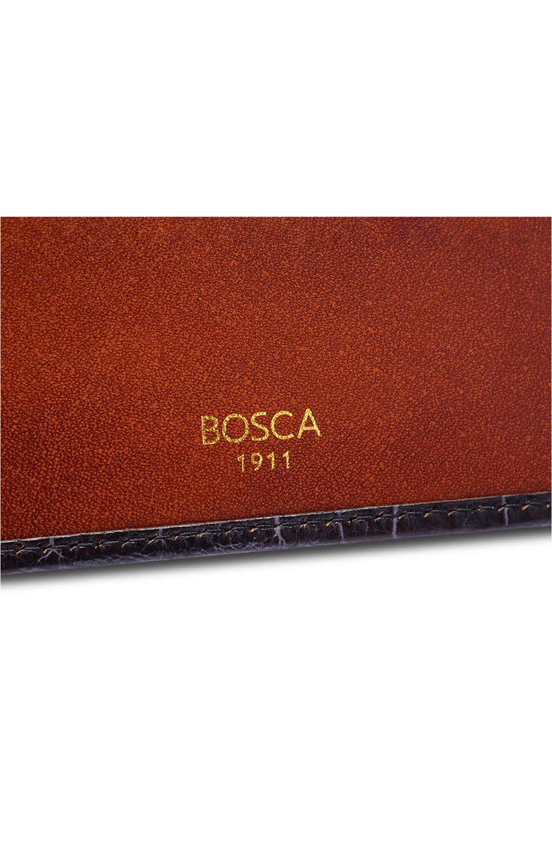 Bosca Croc Embossed Leather Small Bifold Wallet, Alternate, color, 