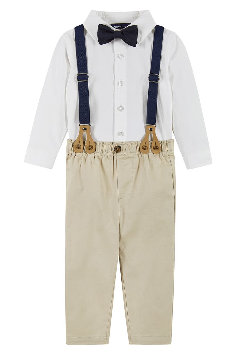 Button-Up Shirt, Suspenders, Pants & Bow Tie Set, Main, color, WHA