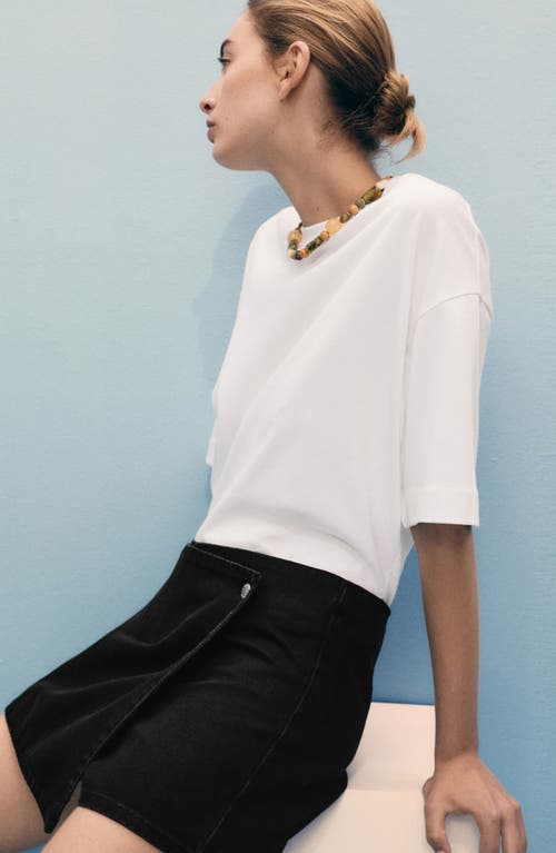 Mango Faux Wrap Denim Skort In Black
