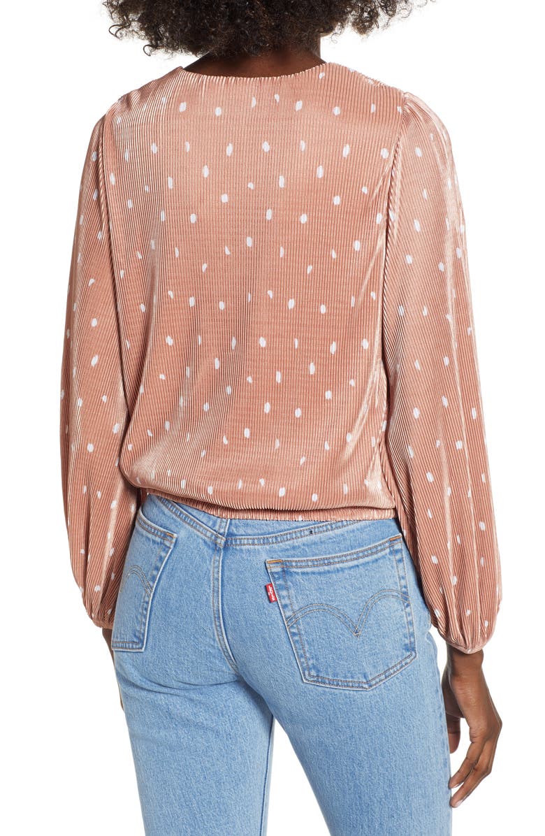 ASTR the Label Pleated Long Sleeve Surplice Top, Alternate, color, 