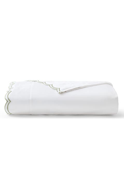 Scallop Edge Luxury Cotton Sateen Flat Sheets