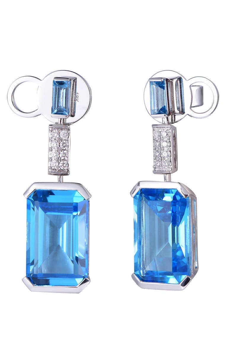 Kahn High Jewelry Swiss Blue Topaz Earrings with Diamonds, Main, color, Swiss Blue