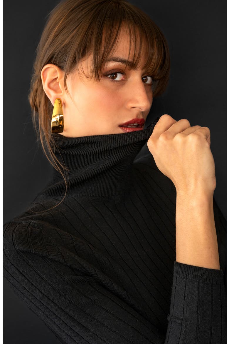 Petal Hoop Earrings, Alternate, color, 14K GOLD