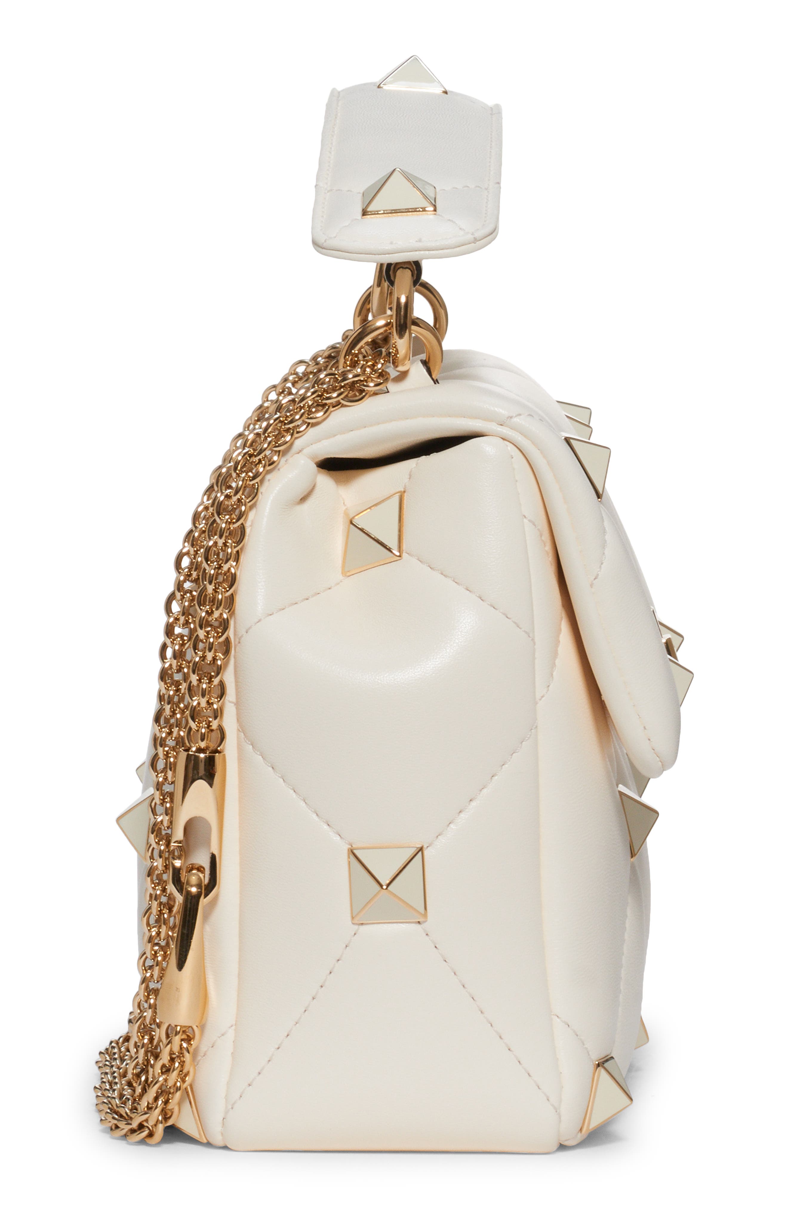 Valentino Garavani Enameled Roman Stud Leather Bag, Alternate, color, 