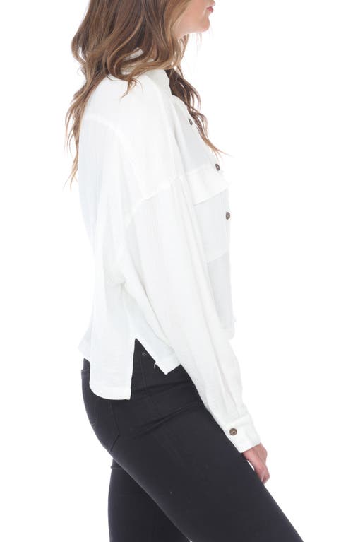 Rain And Rose Cropped Cotton Gauze Button-up Shirt In White
