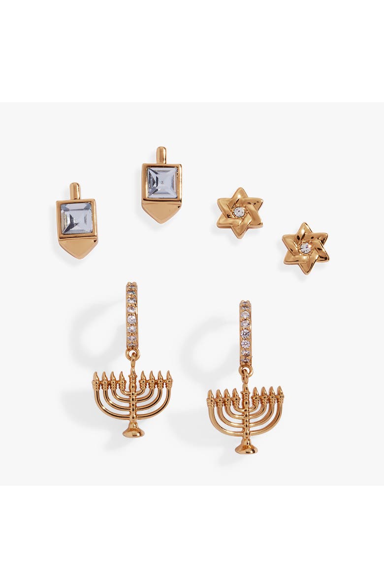 Alex and Ani Hanukkah Earring Stud Set, Main, color, Gold