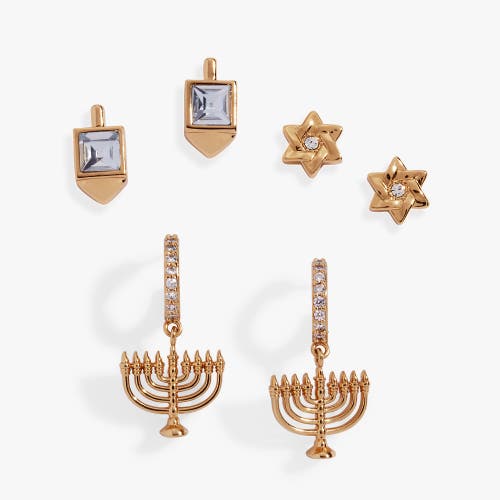 Alex And Ani Hanukkah Earring Stud Set In Gold