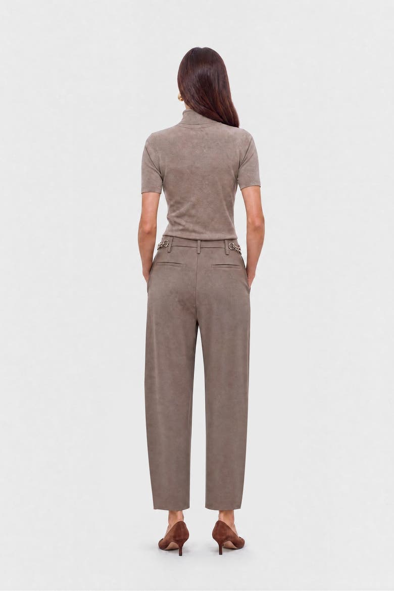 Pleated Barrel Leg Trousers, Alternate, color, Brown