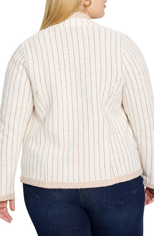 Nic + Zoe Nic+zoe Notch Collar Stripe Knit Jacket In Neutral Multi