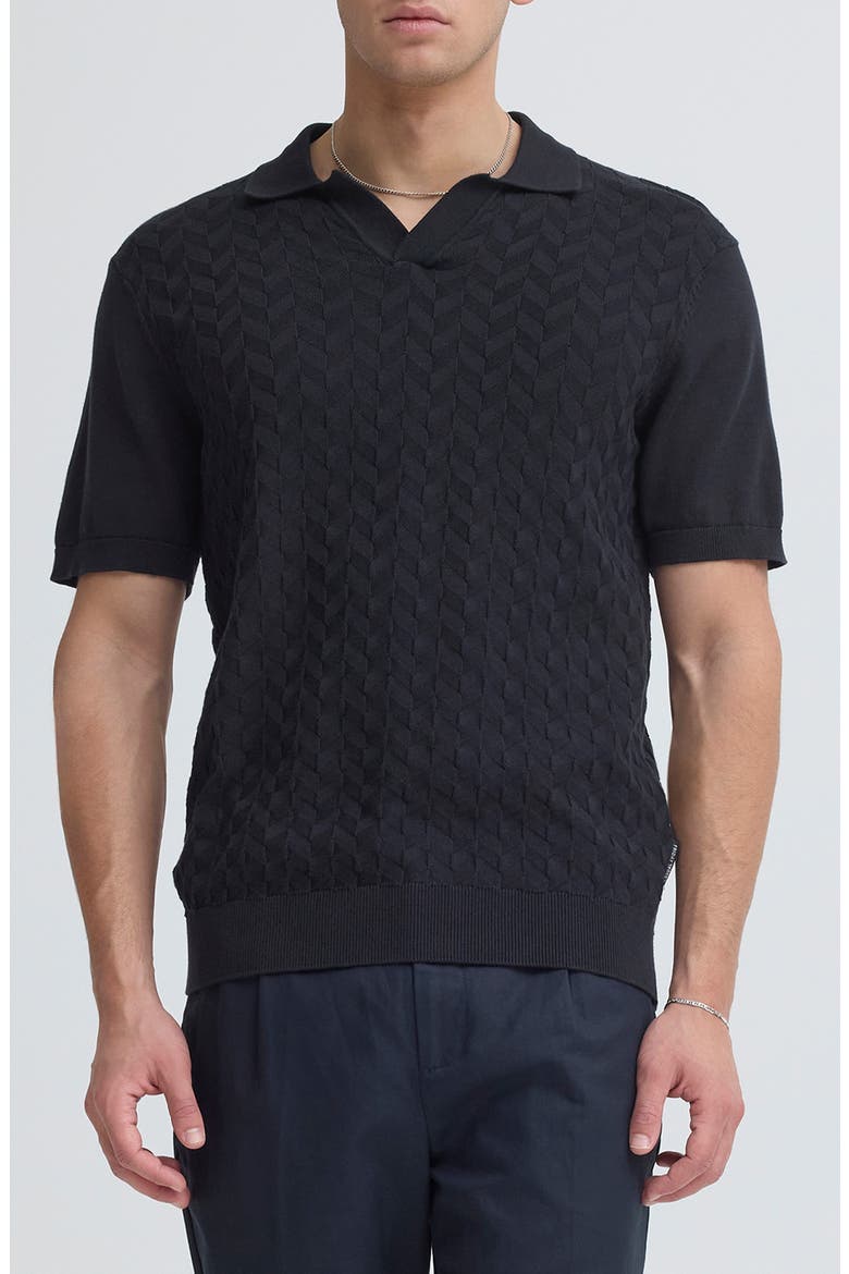 Dyrvik Textured Cotton Knit Polo, Main, color, DARK NAVY