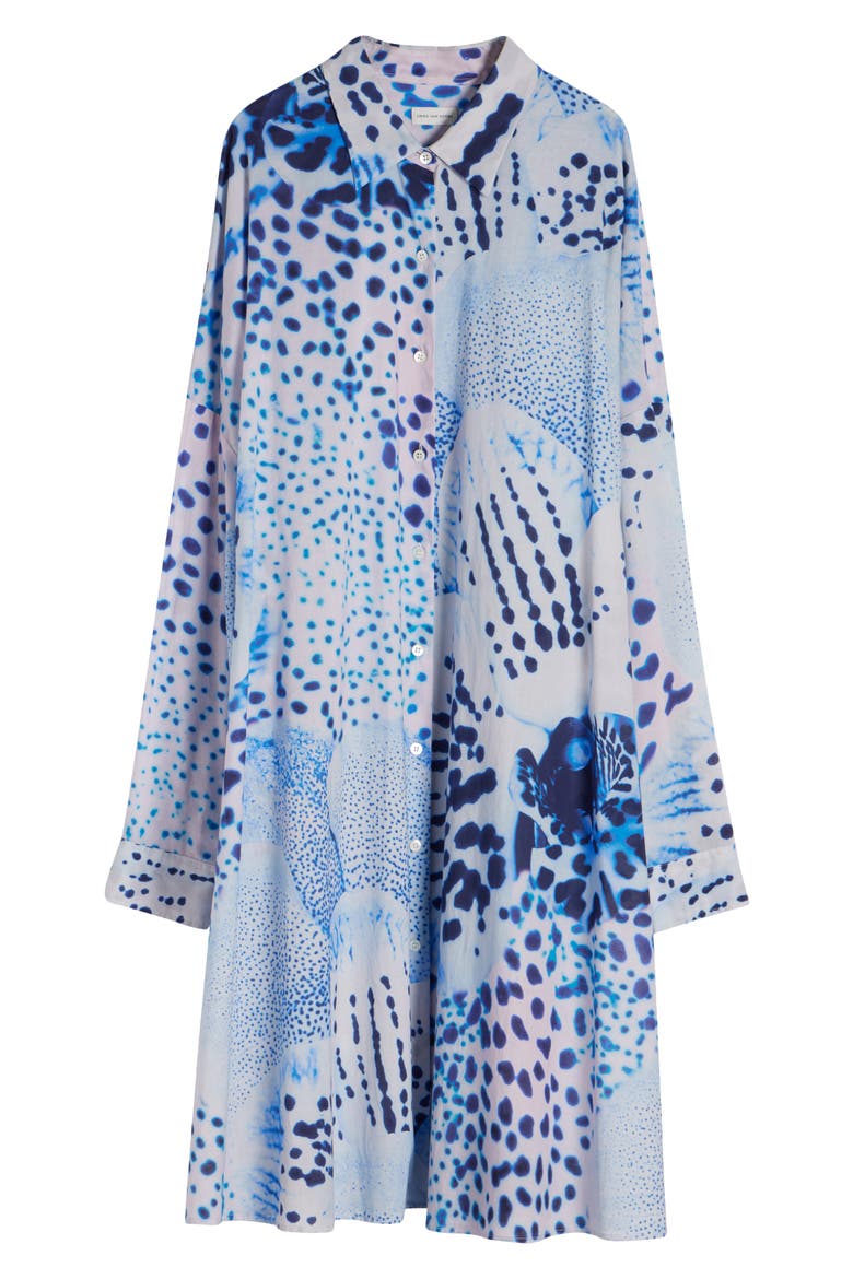 Dasia Orchid Spot Long Sleeve Cotton Shirtdress, Alternate, color, BLUE