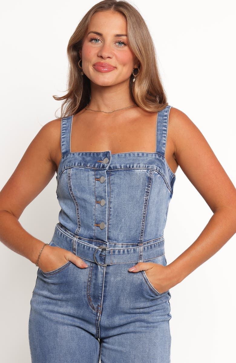 Petal & Pup Edan Belted Denim Jumpsuit, Alternate, color, Denim