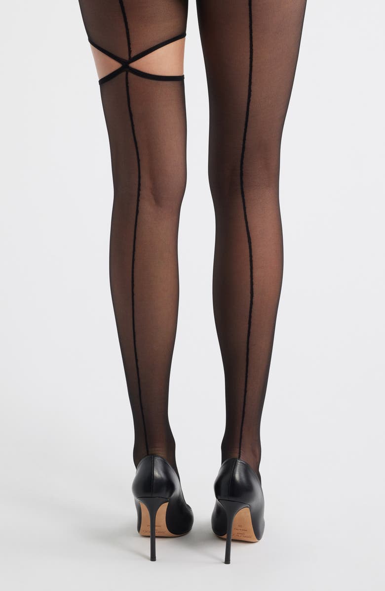 HIGH HEEL JUNGLE Enigma Cutout Sheer Tights, Alternate, color, Black