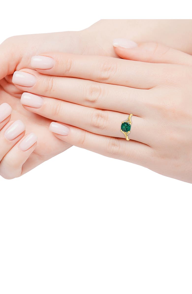 Bliss Diamond 1 1/2Ct Cushion Emerald & Diamond Ring 10k Gold Lab Grown Engagement Fashion, Alternate, color,