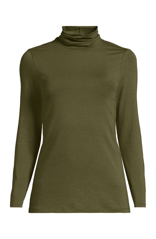 Lands' End Lightweight Jersey Skimming Long Sleeve Turtleneck In Green