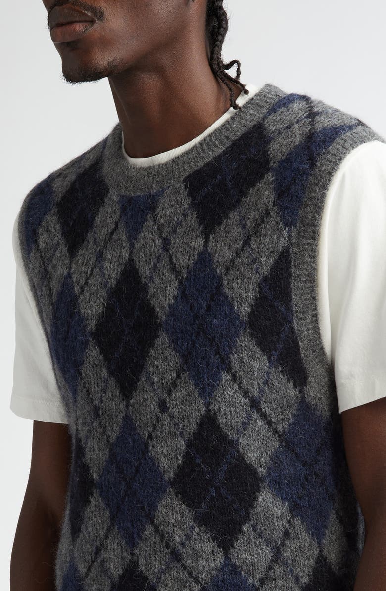 OUR LEGACY Formal Argyle Plaid Alpaca & Wool Blend Sweater Vest, Alternate, color, 