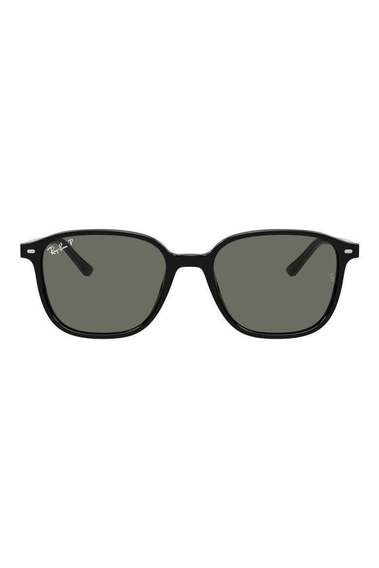 53mm Polarized Square Sunglasses, Main, color, BLACK/ GREEN