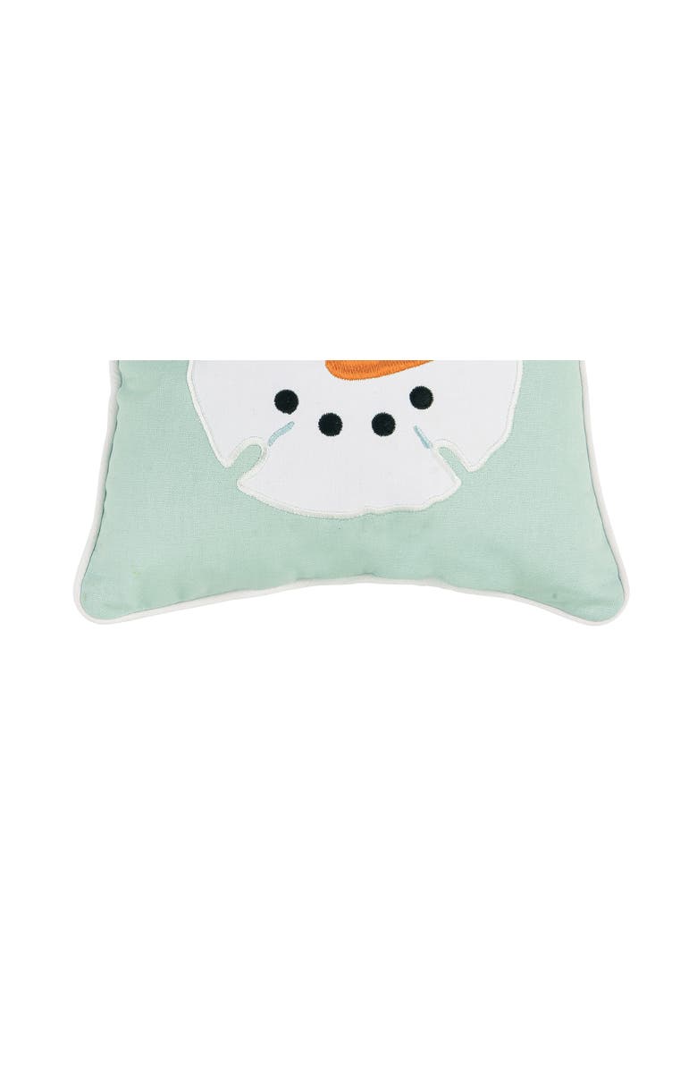 C&F Home Sand Dollar Shaped Snowman Christmas Accent Pillow, 10" x 10", Alternate, color, Green