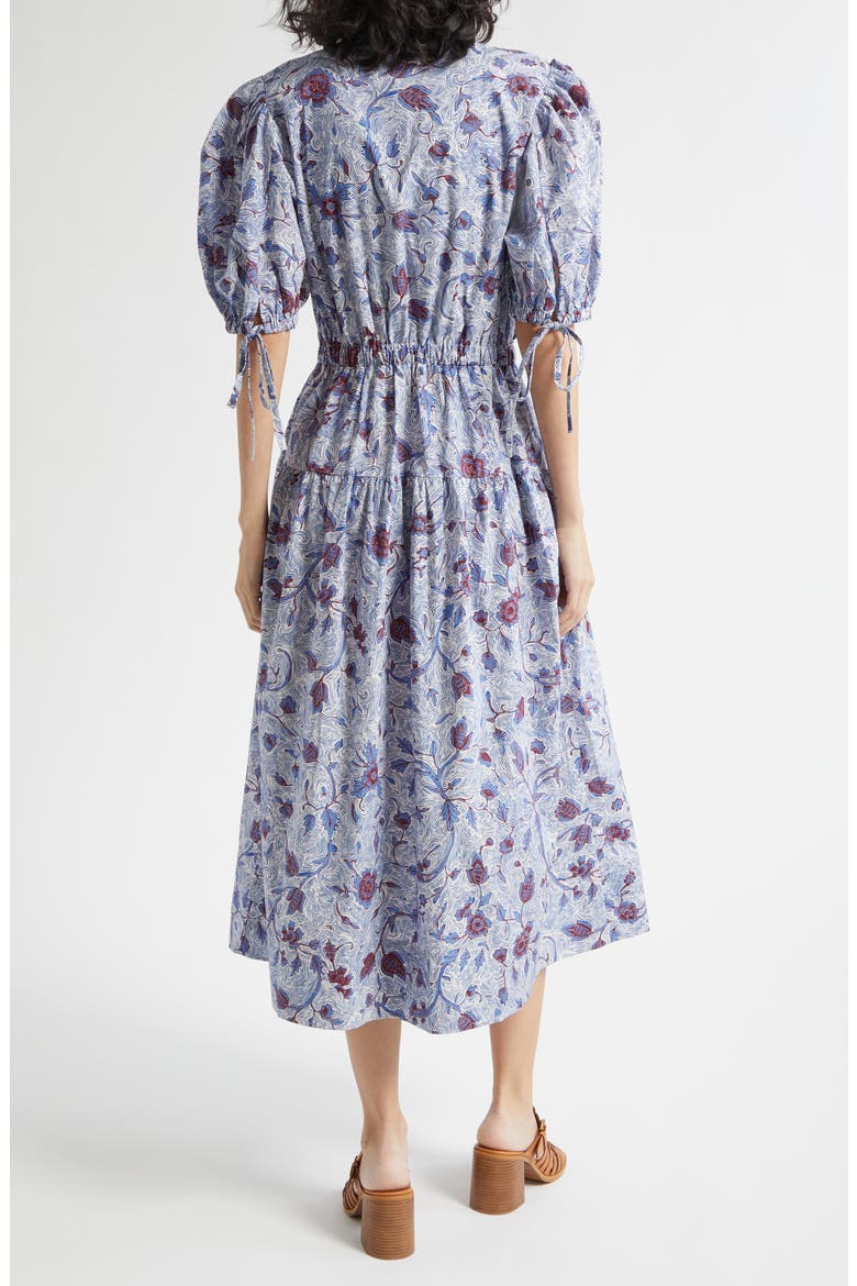 Adriana Floral Print Midi Dress, Alternate, color, GARDENIA