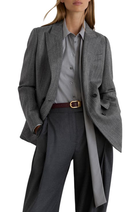 Astrid Pinstripe Double Breasted Wool Blazer
