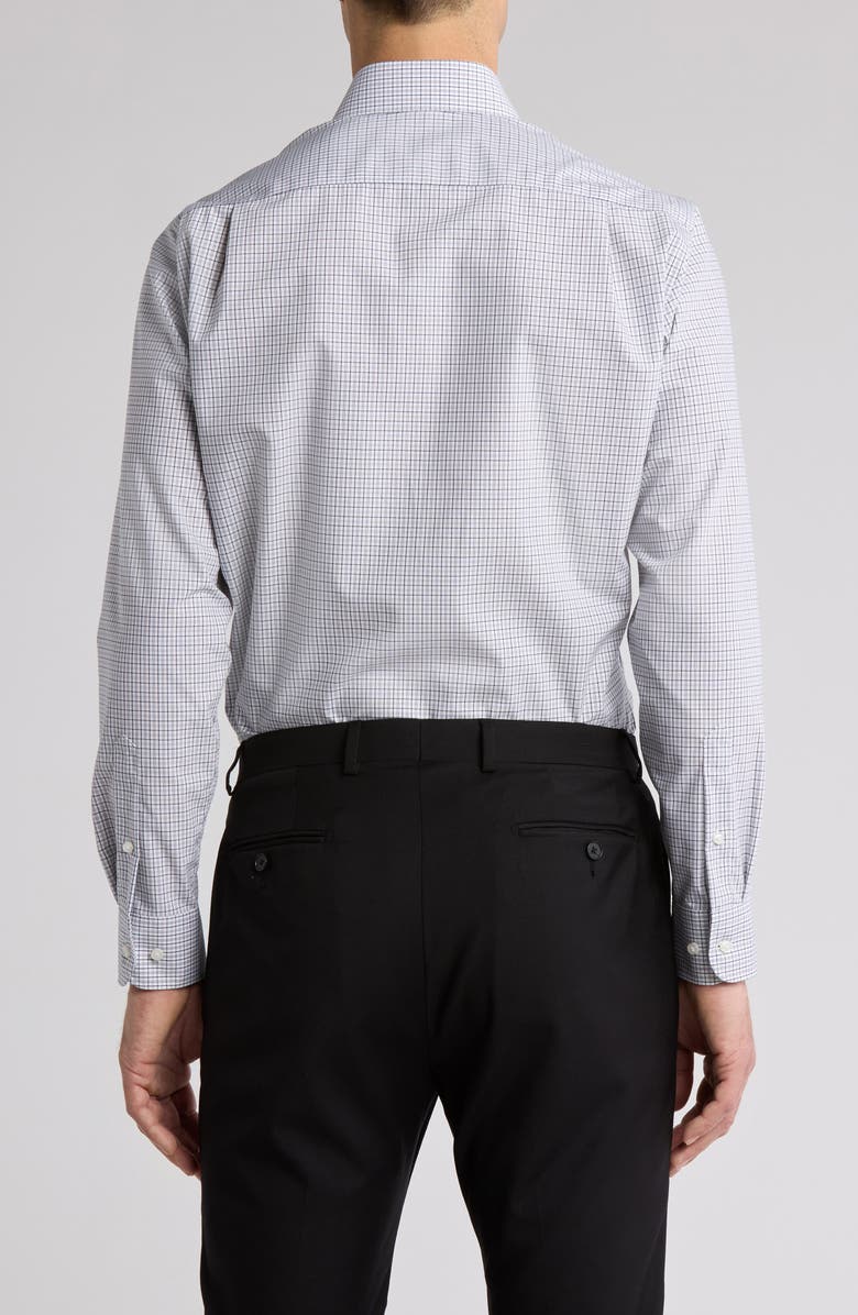 Nordstrom Victoria St. Trim Fit Microcheck Cotton Dress Shirt, Alternate, color, Navy Aria Plaid