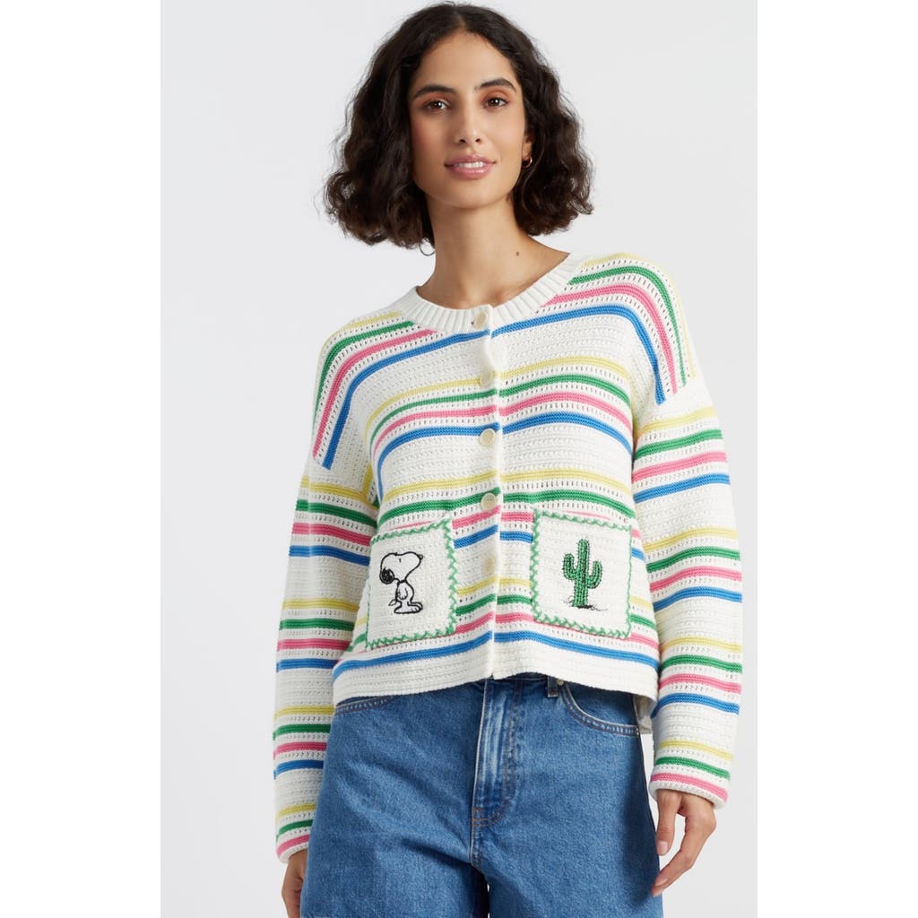 Chinti & Parker X Snoopy Peanuts Vacation Cardigan In Cream
