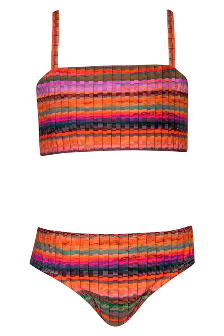 Kids' Gigi Textured Two-Piece Swimsuit, Main, color, JETTY STRIPE