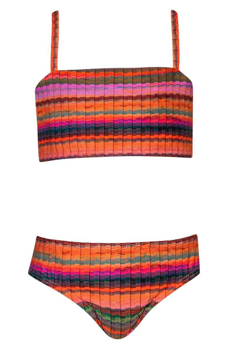 PQ SWIM Kids' Gigi Textured Two-Piece Swimsuit, Main, color, Jetty Stripe