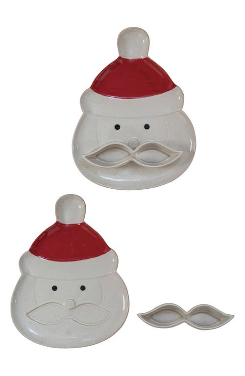 Creative Co-op Santa Plate Mustache Serving Dish Set In White