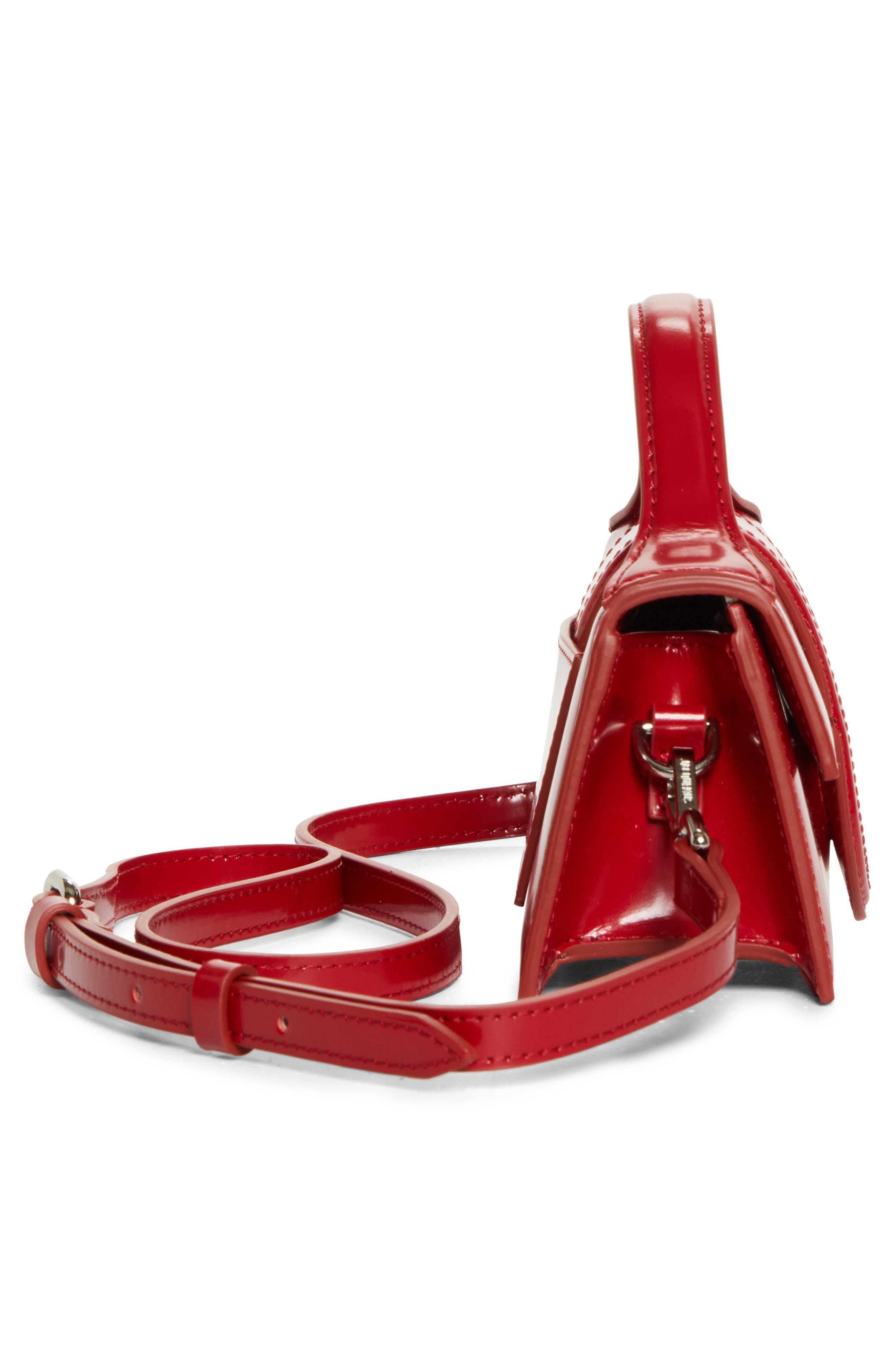 Jacquemus Le Bambino Leather Shoulder Bag, Alternate, color, Red