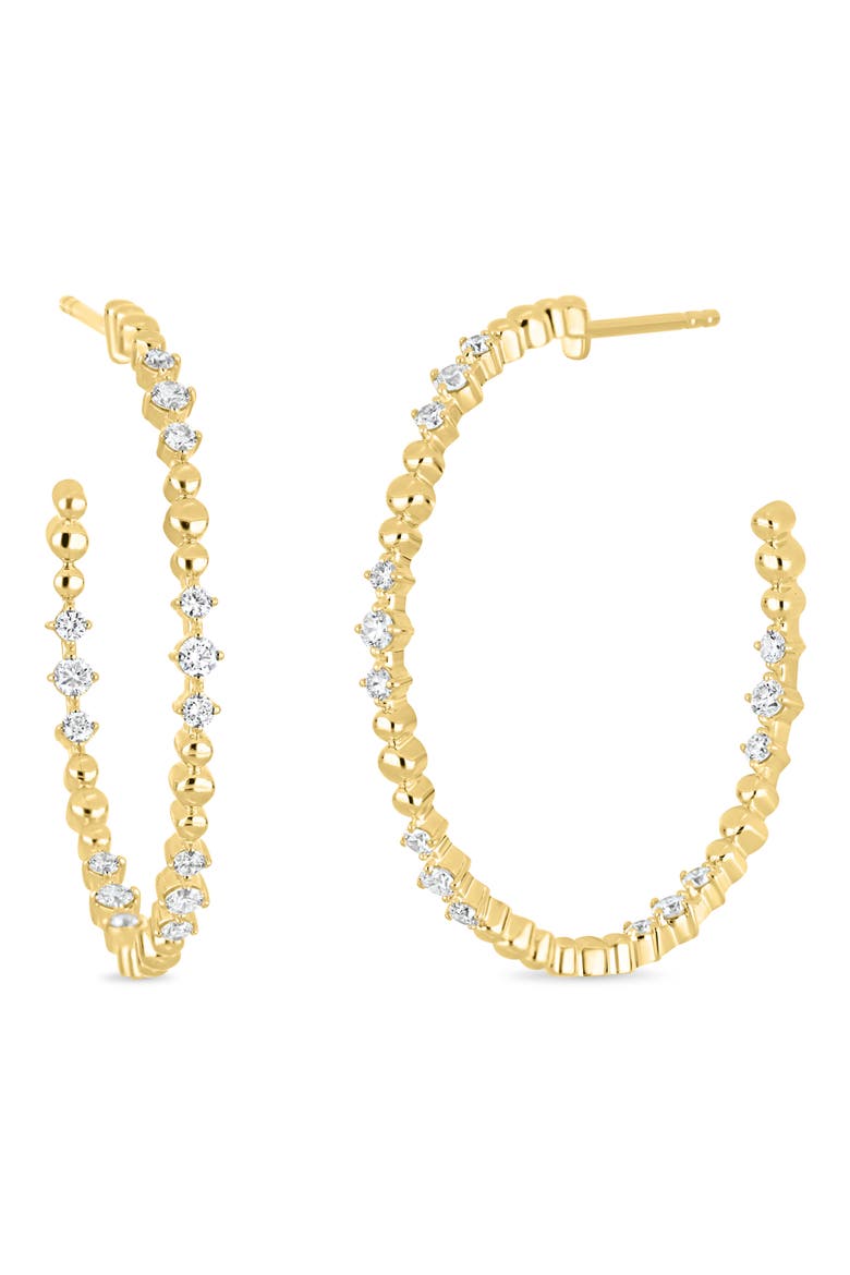 18K Gold Mykonos Natural Diamond Hoop Earrings, Main, color, 18K YELLOW GOLD