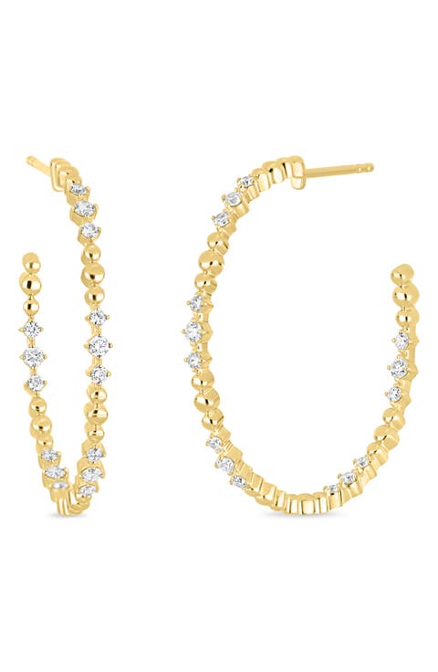 18K Gold Mykonos Natural Diamond Hoop Earrings