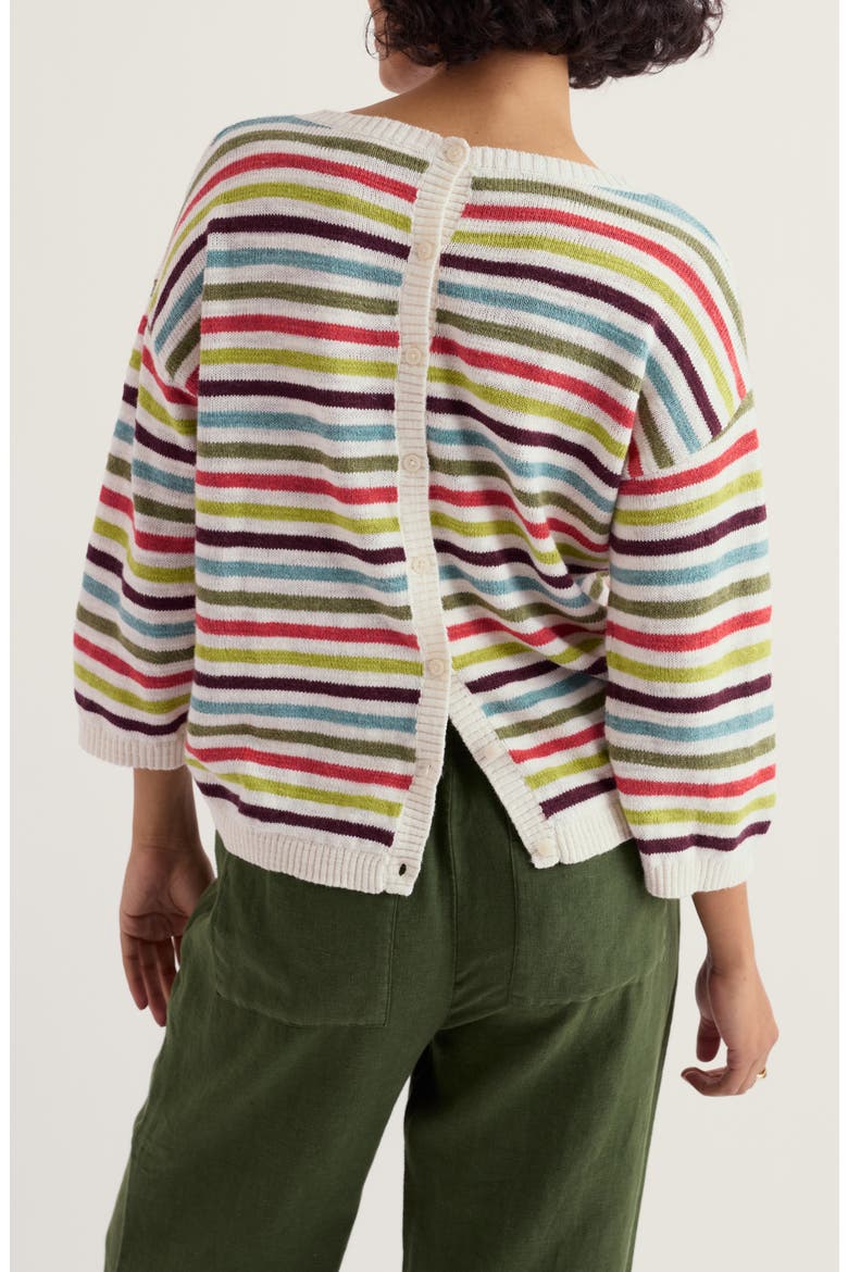 Knavock Stripe Organic Cotton & Linen Sweater, Alternate, color, MINI CORNISH CARNELIAN MULTI