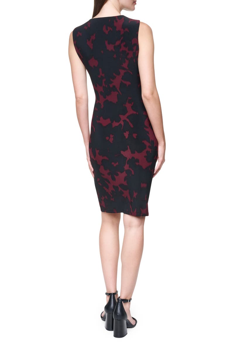 Sleeveless Tie Waist Body-Con Dress, Alternate, color, BURGUNDY/ BLACK