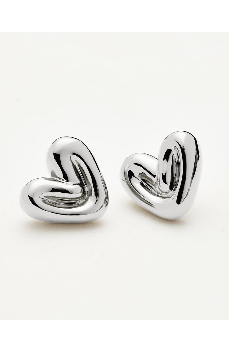 Missoma Puffy Heart Stud Earrings, Alternate, color, Silver