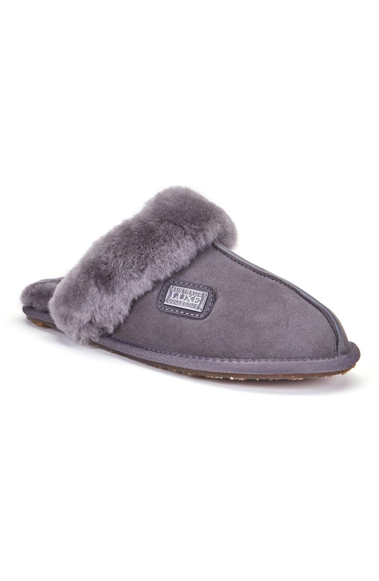 Australia Luxe Collective Genuine Shearling Mule Slipper, Main, color, Gray