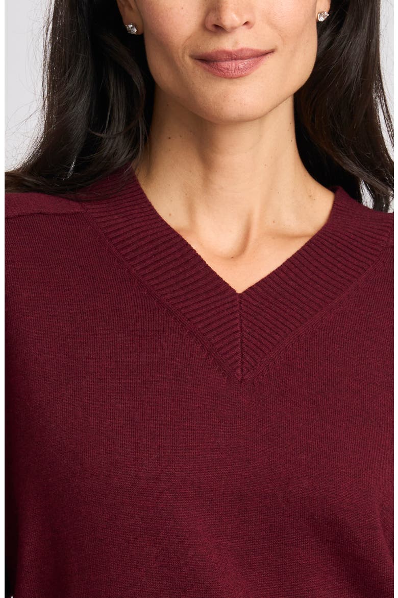 V-Neck Sweater, Alternate, color, RICH BURGUNDY