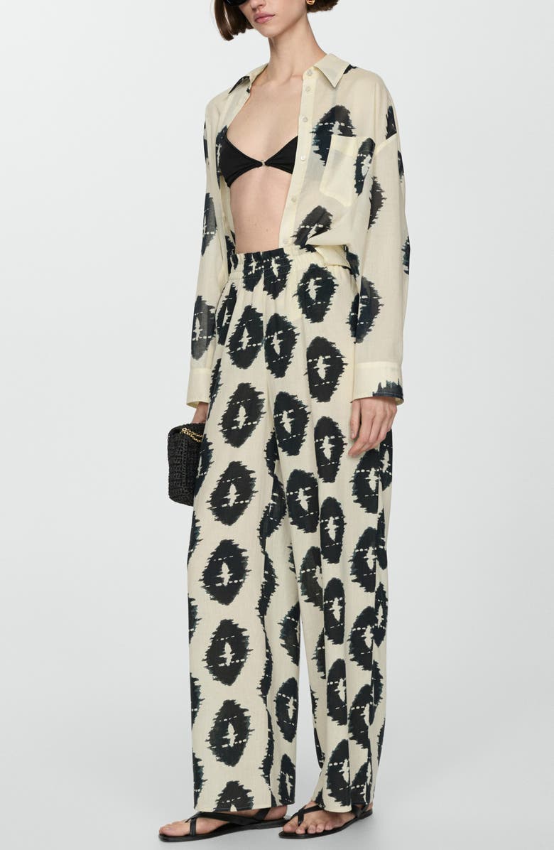 MANGO Print Semisheer Button-Up Shirt, Alternate, color, 