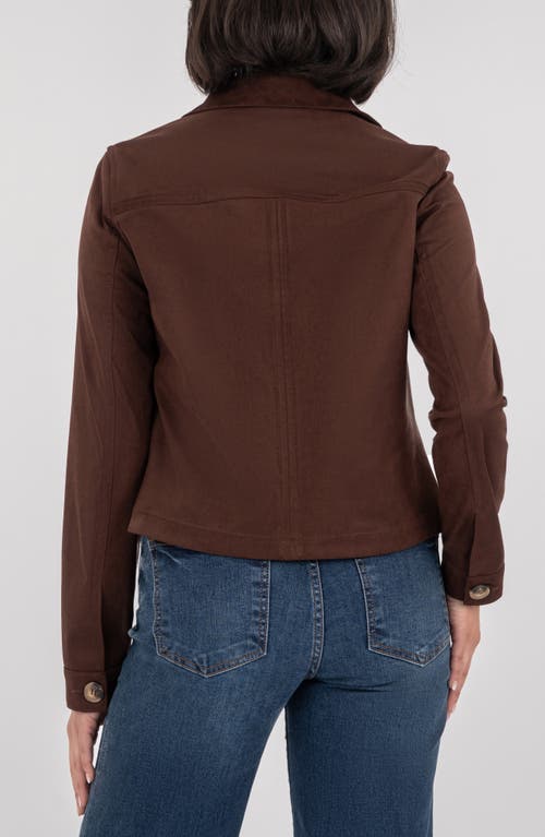 Kut From The Kloth Matilda Crop Faux Suede Trucker Jacket In Brown