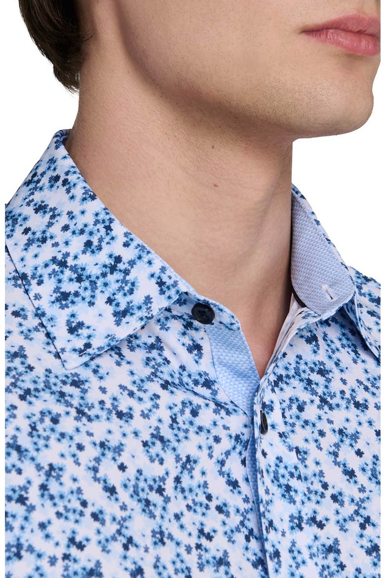 Slim Fit Floral Cluster Performance Long Sleeve Shirt, Alternate, color, WHITE/BLUE