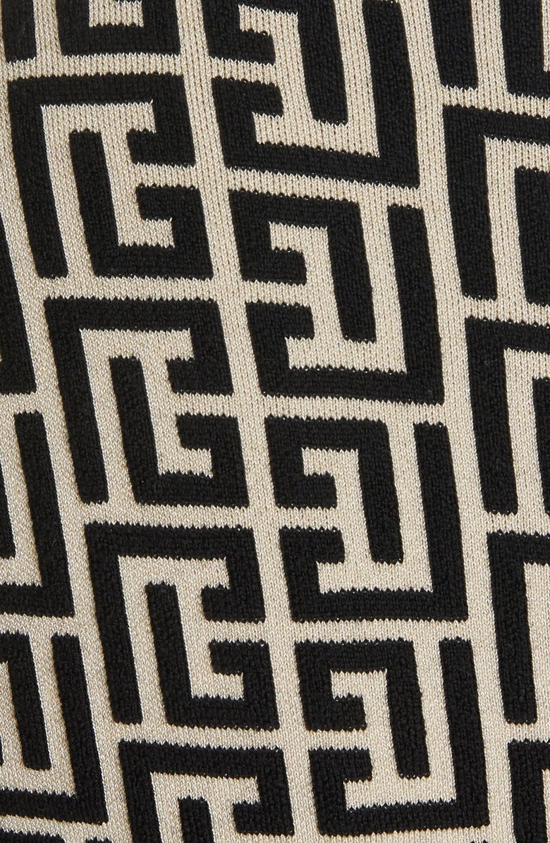 Balmain Monogram Jacquard Long Sleeve Jersey Minidress, Alternate, color,