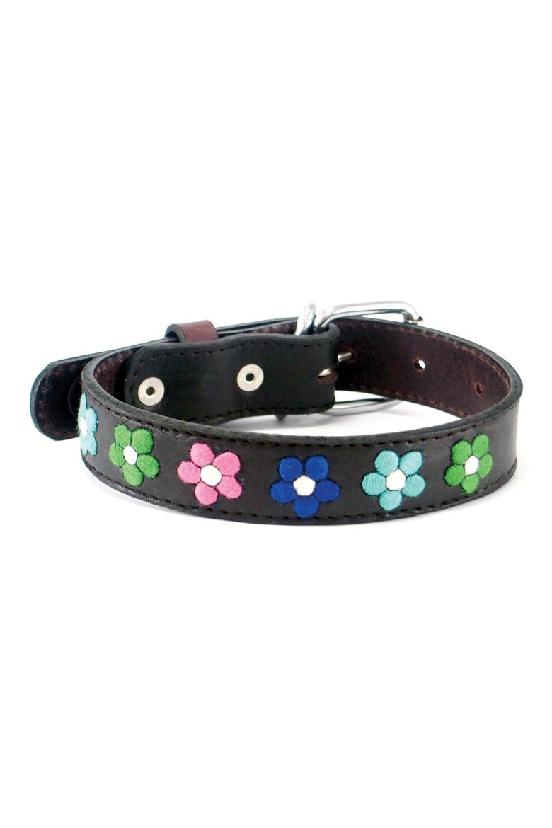 Jeanne Leather Dog Collar, Main, color, DARK BROWN