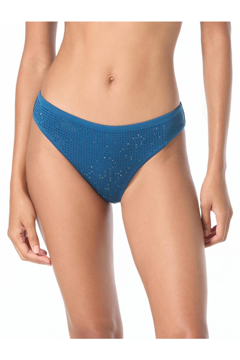 Rhinestone Studded Solids Bikini Swim Bottom, Main, color, River Blue
