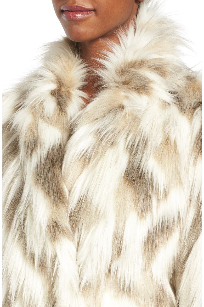 Phoebe Multicolor Faux Fur Coat, Alternate, color, BROWN/ WHITE COMBO