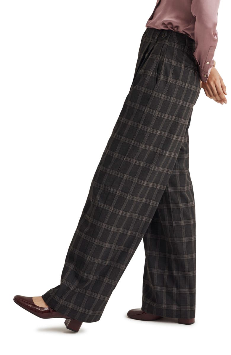 Madewell The Harlow Plaid Wide Leg Pants, Alternate, color,