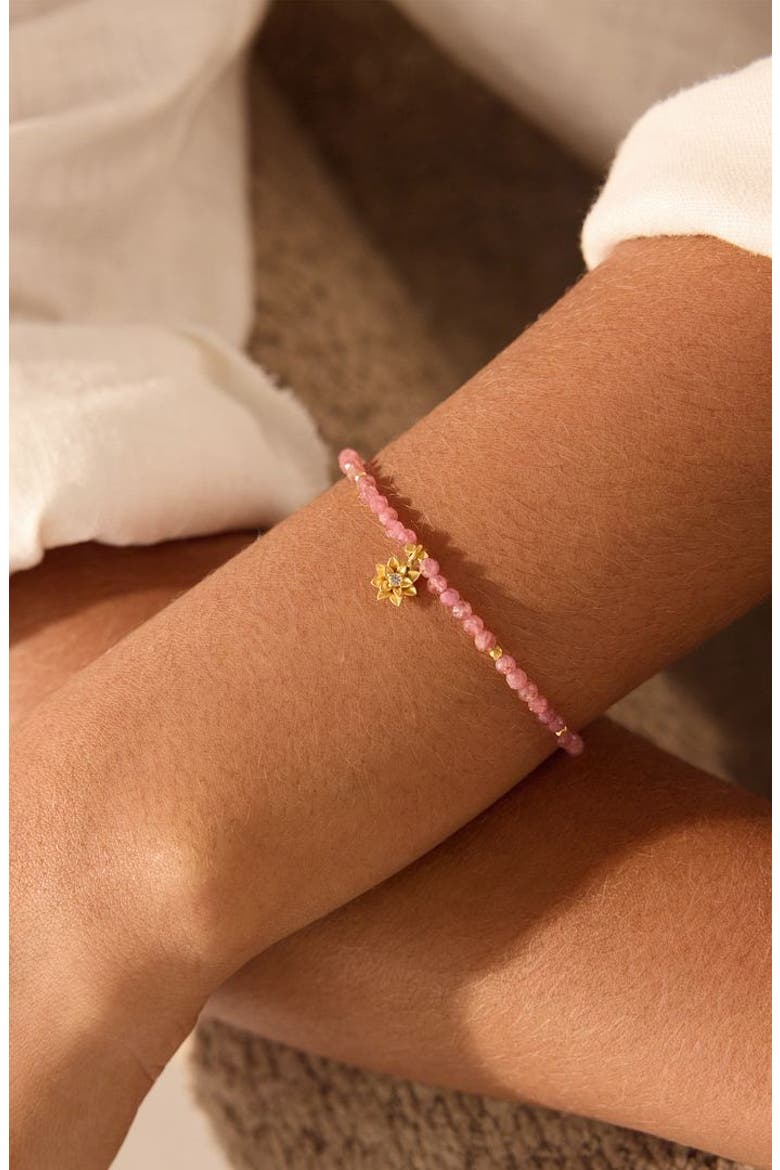 Pink Tourmaline Lotus October Birthstone Bracelet, Alternate, color, Pink