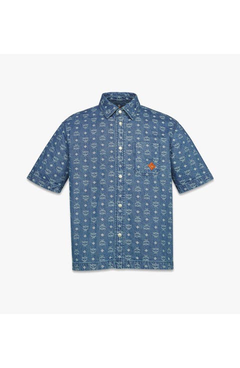 Monogram Shirt in Denim Jacquard