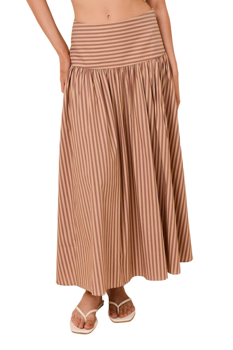 Magnolia Striped Midi Skirt, Main, color, WALNUT CAMEL