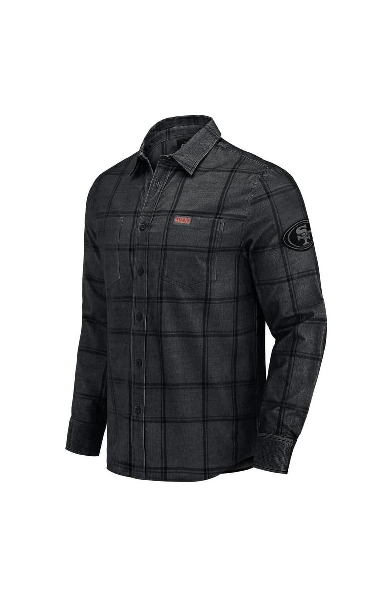 Darius Rucker Collection by Fanatics Men's Darius Rucker Collection by Fanatics Black San Francisco 49ers Micro Corduroy Plaid Button Up Shirt, Alternate, color,